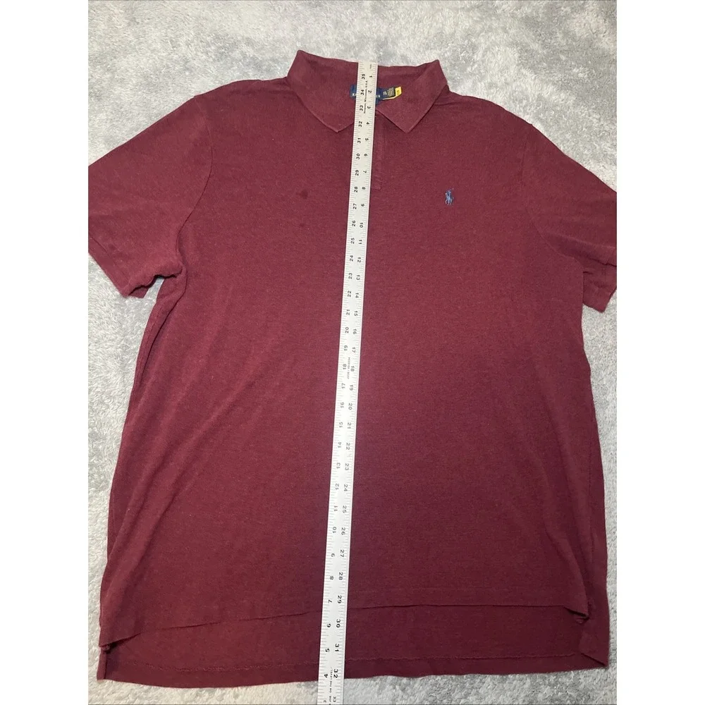 Polo Ralph Lauren Men's Short Sleeve Burgundy Shirt Navy Pony SZ XXL Classic Fit